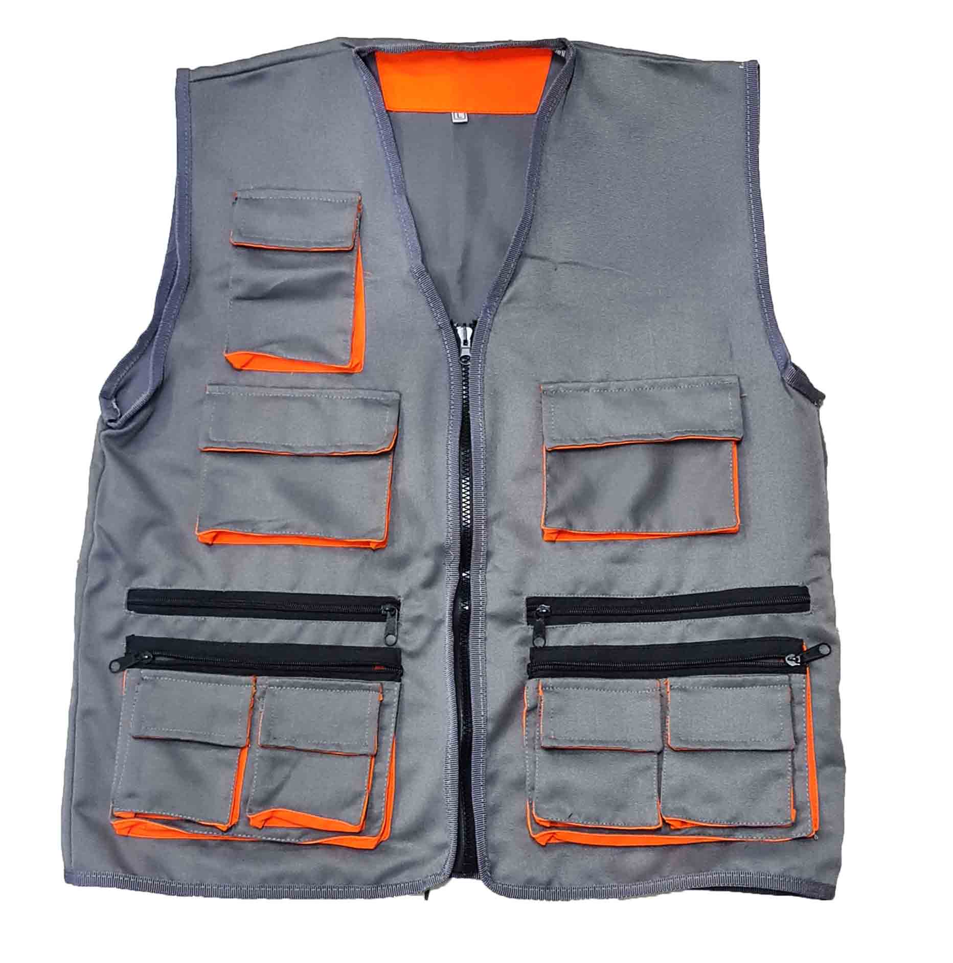 Chaleco Dril Gris/Naranja De Seguridad